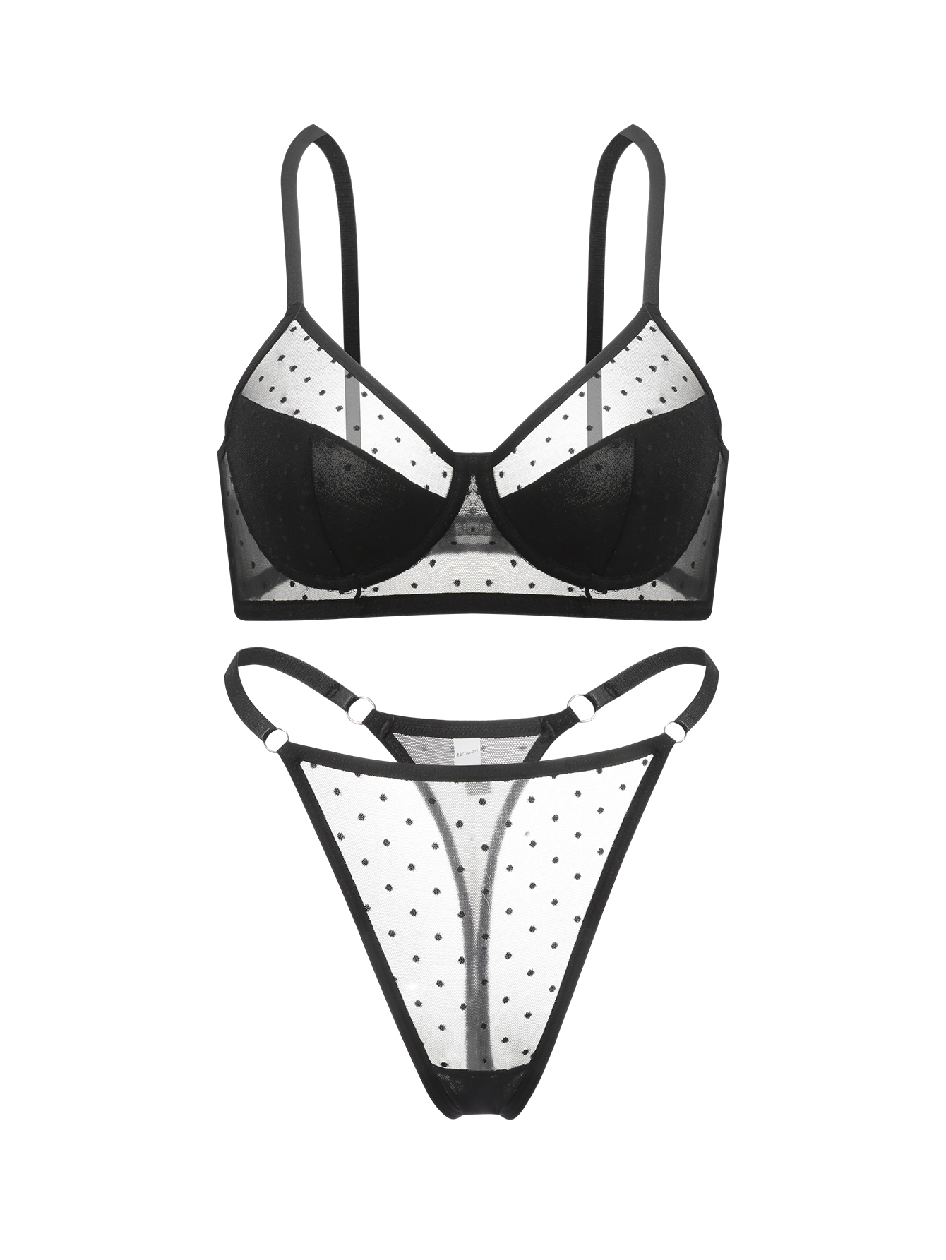 Sheer Bra Lace - Sexy Black Dot Mesh Sheer Bra
