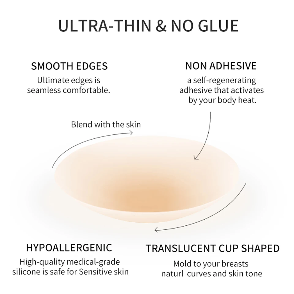 2 Pairs Ultra Thin Reusable Ni - Strapless Bra Adhesive avis et prix