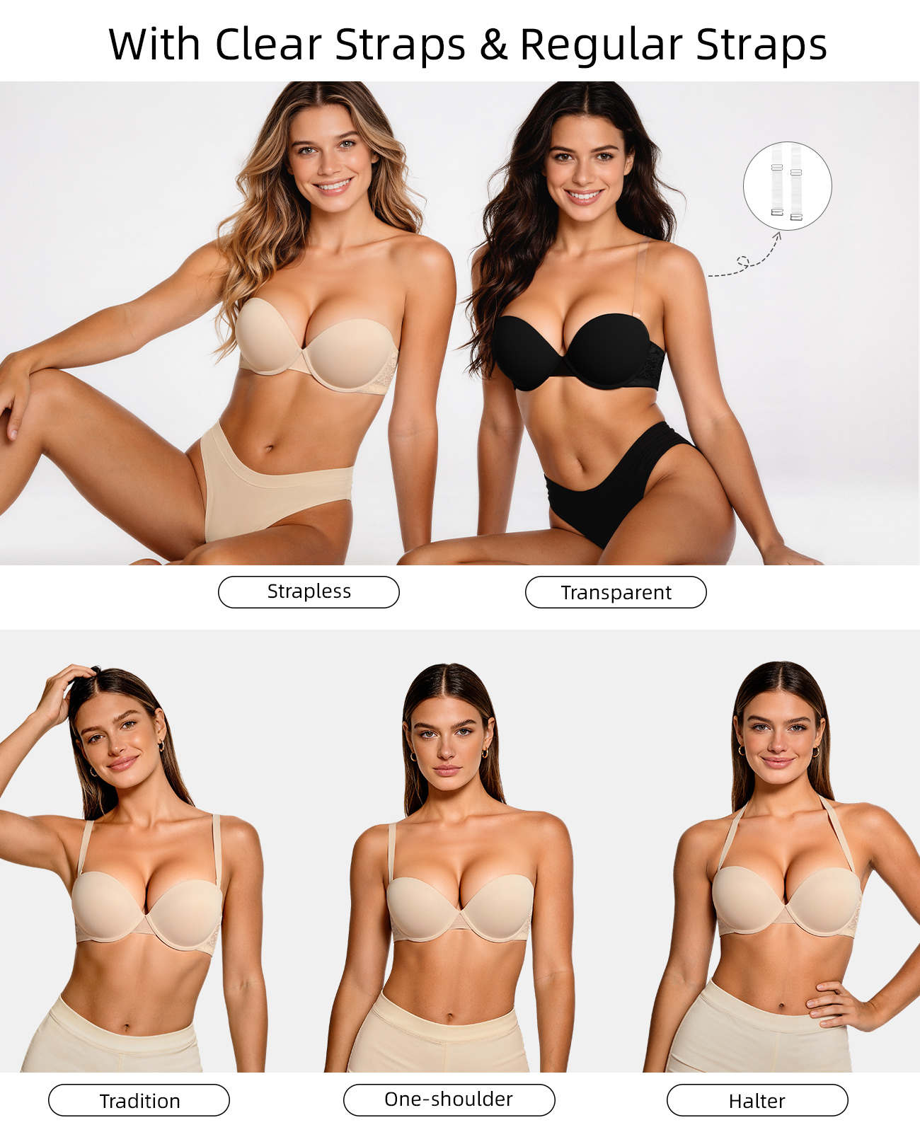 New Push Up Bra Women Lace Pad - Convertible Bra Multiway avis et prix