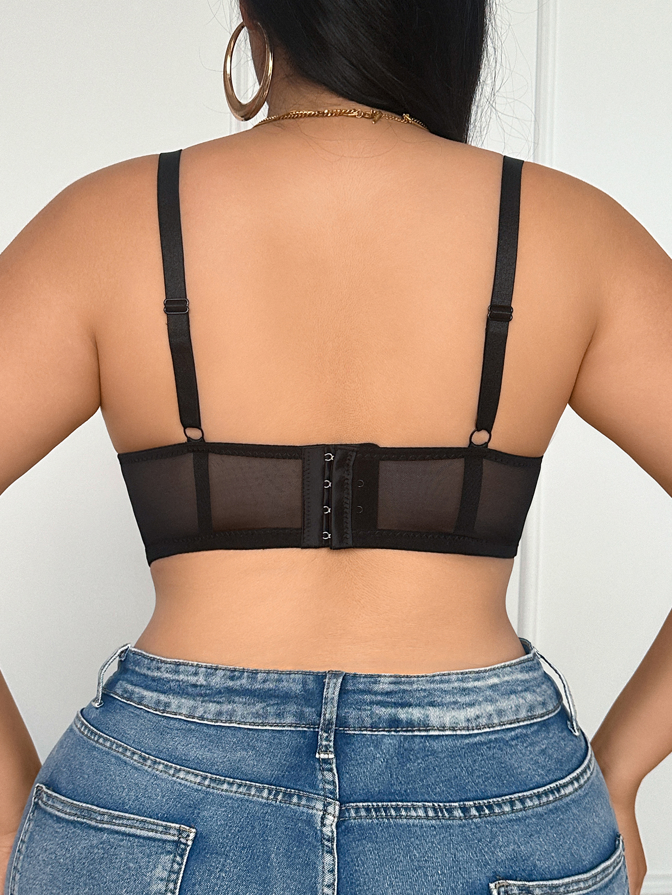Wide Strap Plus Size Women Bra - Sheer Mesh Bra avis et prix