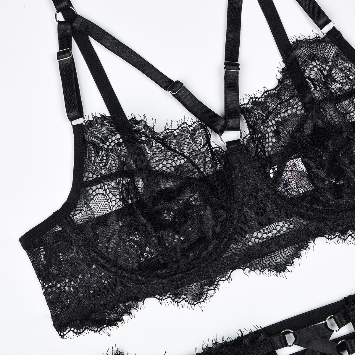6pcs Sexy Lingerie Shaping Und - Sheer Mesh Bra avis et prix