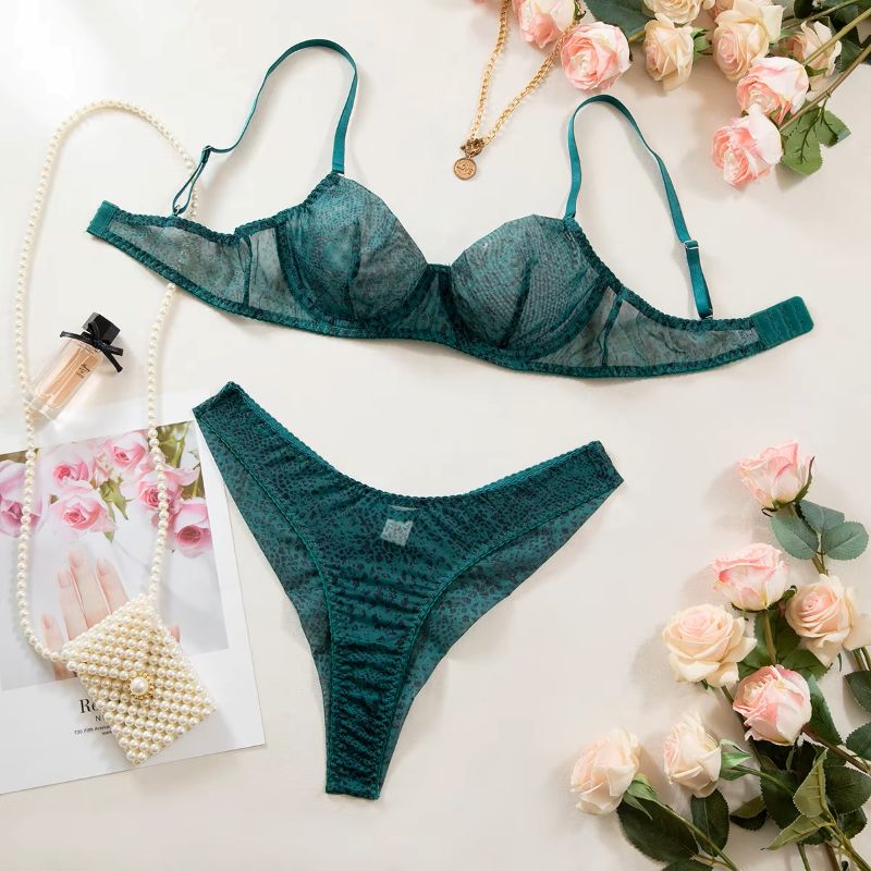 2pcs/Set Woman Lingerie Gather - Sheer Mesh Bra avis et prix