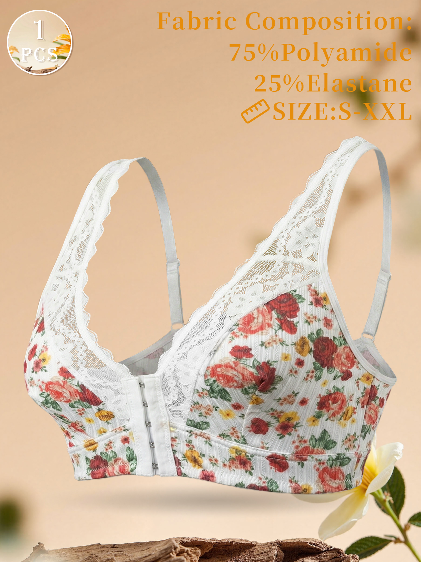 1pc Women's Floral Print Wirel - Wirefree Bra Comfort avis et prix