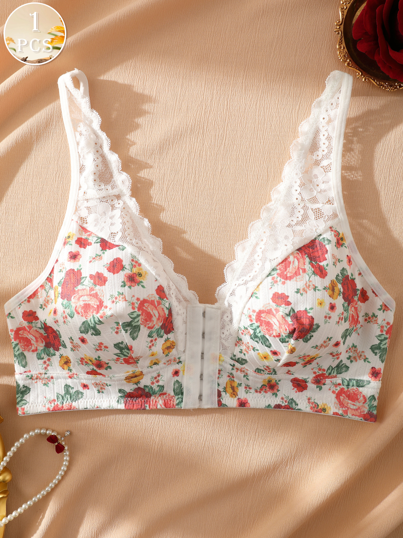 1pc Women's Floral Print Wirel - Wirefree Bra Comfort avis et prix